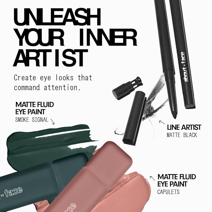 about-face Matte Fluid Eye Paint Smoke Signal – High-Pigment Liquid Eyeshadow, Long-Lasting, No-Budge Matte Finish, Vegan & Cruelty-Free (Deep Green)