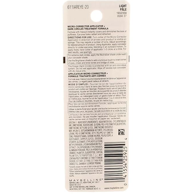 Maybelline Instant Age Rewind Eraser Dark Circles Treatment Concealer, Light 0.2 oz (Pack of 7)