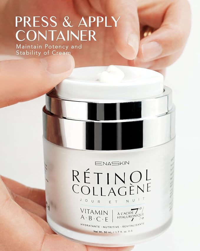 EnaSkin Retinol Face Moisturizer Collagen Cream, Rapid Facial/Neck Wrinkle Repair, Day/Night Anti Aging Firming Cream for Women & Men, Instant Lift & Deep Hydrating, 1.5 fl oz.
