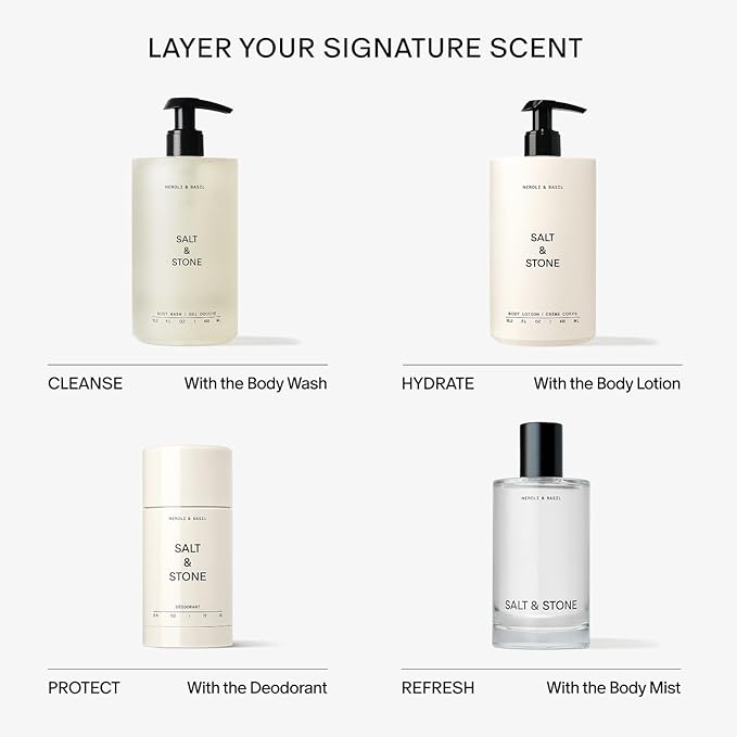 Salt & Stone Body Wash for Women & Men | Neroli & Basil | Hydrating Gel Cleanser | Clean & Soften Skin | Made with Niacinamide & Hyaluronic Acid | Free From Parabens, Sulfates & Pthalates (15.2 fl oz)