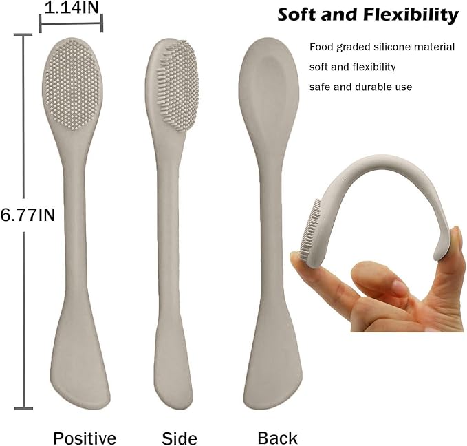 Face Mask Brush Applicator, Mask Brushes For Facials Cleansing & Exfoliating, Facial Clay Mask Applicator Tool Silicone Mask Spatula Cream Skincare For Apply Cream, Lotion, Mud, Clay (Black+Starlight)