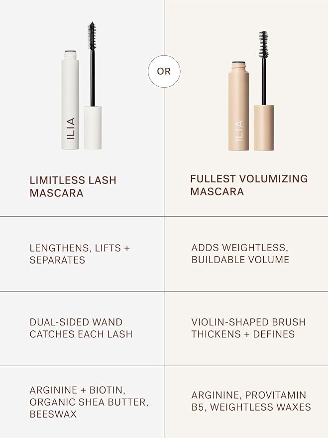 ILIA - Limitless Lash Mascara | Lightweight, Nourishing, Lengthening, Lifting | Flake + Smudge-Resistant | Non-Toxic, Cruelty-Free, Ophthalmologist-Tested, Safe For Sensitive Eyes (Rich Brown)