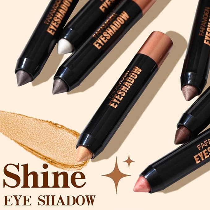 Monochrome Cream Glitter-Shimmer Eye Shadow Stick Palette makeup | 2-in-1 Eyeshadow & Eyeliner Pencil for Women | Waterproof, Vegan & Cruelty-Free | Sombras Para Ojos | 02 Shimmer White