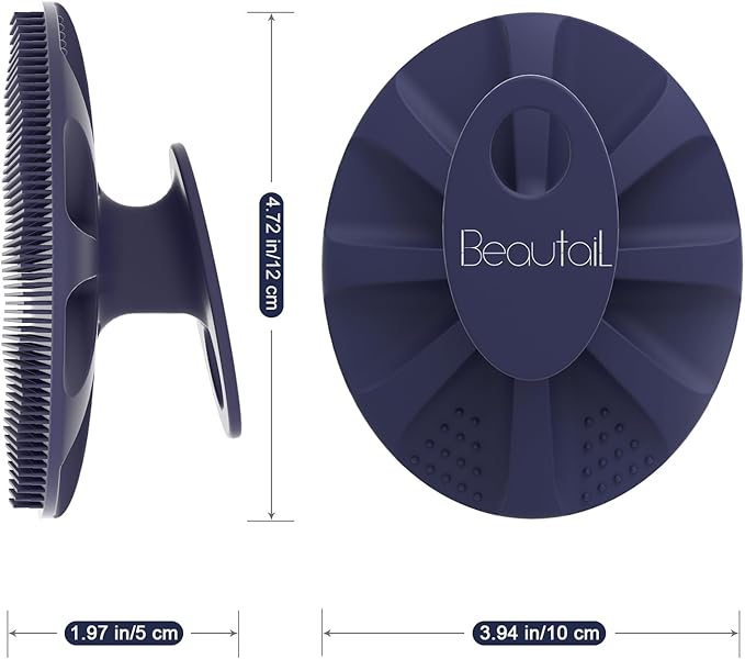 Silicone Body Scrubber Shower Bath Wash Brush Gentle Exfoliating Scrub Cleansing Loofah for Women Men Baby Sensitive Skin, Easy to Clean, Lather Nicely, More Hygienic, 1 Pack, Blue