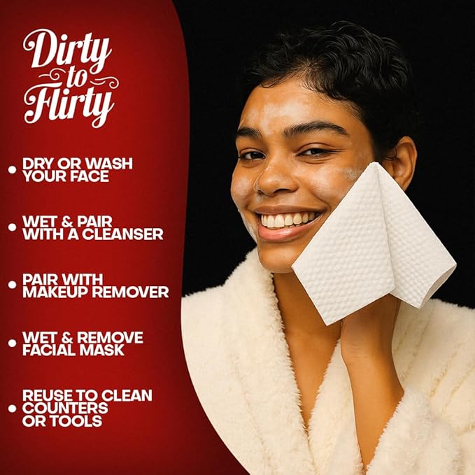 Face Towels | XL 8x8 Ultra Soft & Extra Thick Facial Wipes | Disposable Face Towelettes for Sensitive Skin | Dry Face Cloths for Makeup Remover, Travel & Skincare | 60 count