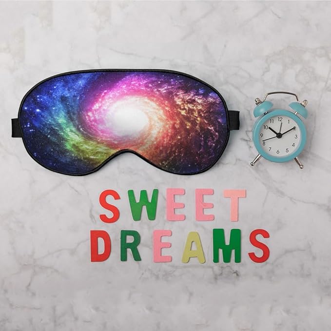 Starry Sky Silk Sleep Mask Mysterious Interstellar Universe Shining Soft Eye Shade Cover for Men Women Boy Girl Airplane Travel with Elastic Strap