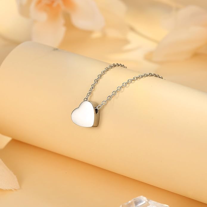 Dainty Gold Heart Necklace for Women - 14K Gold/Silver Plated Cute Heart Handmade Disc Circle Bee Choker Adjustable Necklace for Women Trendy Jewelry