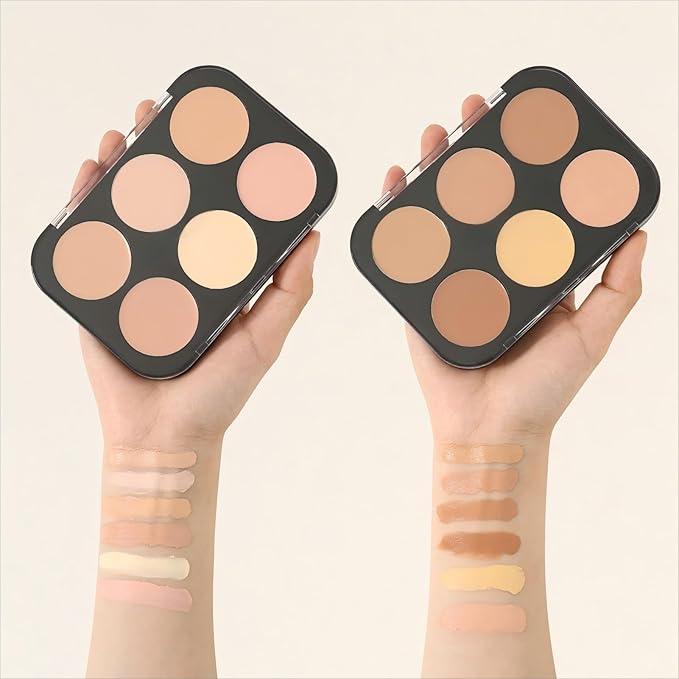 Corlo Contour Palette Concealer Correct, 6 Colors Cream Concealer Full Coverage Foundation Palette for Dark Circles Makeup (Medium)