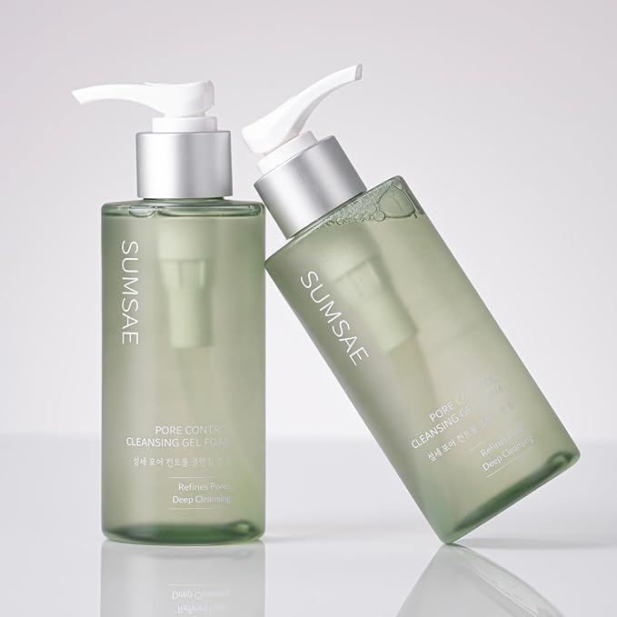 Pore Control Cleansing Gel Foam - Korean Skincare Gel to Foam Cleanser with Green Tea, Chestnut Shell, and Botanical Complex for Pore Care, Sebum Balance and Makeup Removal, 155ml / 5.24 fl.oz.