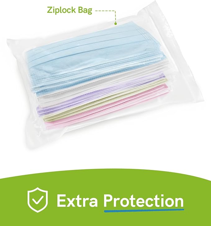 FriCARE Disposable Face Masks, 3-Ply ASTM Level 3 Medical Grade, FSA/HSA Eligible, Breathable & Comfortable for Allergy/Sun Protection, 50 Pack Midnight Fantasy