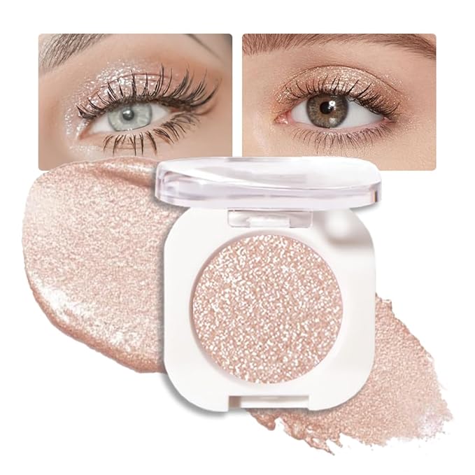 Pearl White Glitter Eyeshadow Palette for Women, Single Monochrome Eye Shadow Makeup, Shiny Pressed Powder, Blendable Natural sombras para ojos, Holographic,Vegan,Travel -11