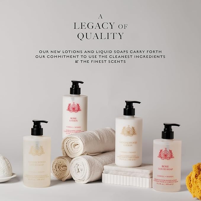 Caswell-Massey Sandalwood Hand and Body Lotion for Dry Skin, Daily Moisturizing Lotion with Almond Oil, Shea Butter & Vitamin E, Fast-Absorbing Non-Greasy Hydrating Moisturizer, Pump Bottle 15.2 fl oz