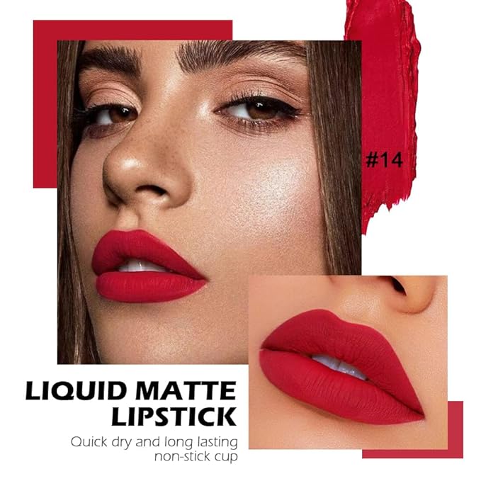 evpct 6Pcs Liquid Matte Lipstick Lipgloss Set for Women Dark Deep Bright Ruby Blood Brick Plum Mauve Rose Red labiales mate 24 horas originale matte larga duracion 24 Hour Lipstick Long Lasting