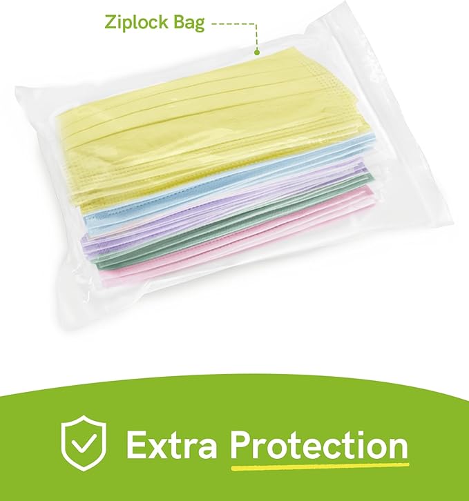 FriCARE Made in USA Disposable Face Masks, 3-Ply ASTM Level 3 Medical Grade, Breathable & Comfortable for Adult Daily Work/Sun Protection, 50 Pack Tropical Prism