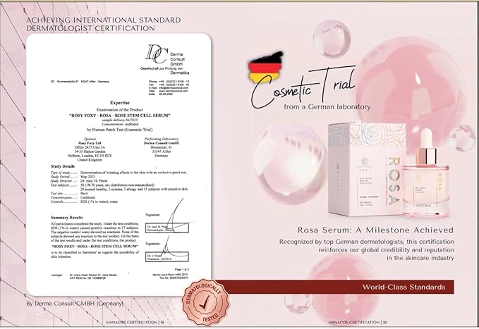 RosyFoxy Rosa Hyaluronic Acid Serum for Face, Rejuvenating Collagen Serum for Fine Lines and Wrinkles, Hydrating, Even Toning, Suitable for All Skin Type including Sensitive - 30 mL - Made in Korea