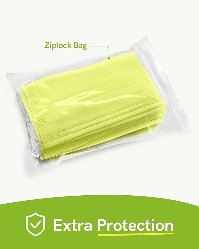 FriCARE Disposable Face Masks, 3-Ply ASTM Level 3 Medical Grade, FSA/HSA Eligible, Breathable & Comfortable for Allergy/Sun Protection, 50 Pack Light Green