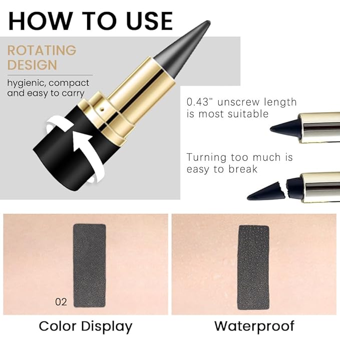 evpct 1Pcs Grey Gel Eyeliner Pencil Eye Black Face Paint Stick Makeup Set Waterproof Matte Cream Crayon Eyeliner Pencil Set Cat Eye Liners Eyeshadow Guide delineador de ojos contra el agua