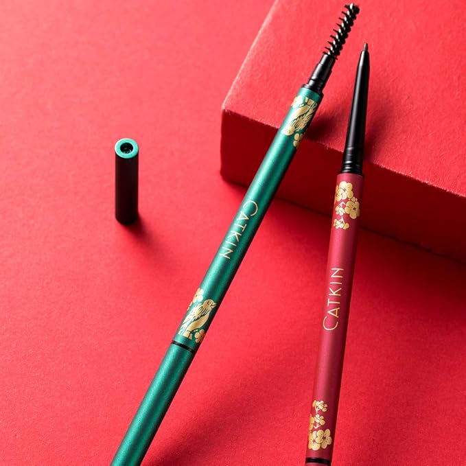 CATKIN Ultra-Fine Automatic Eyebrow Pencil, Smudge-Proof & Waterproof Formula, High-Pigment, Built-in Spoolie Brush, Natural Looking Brows Stay All Day (C03 Dark Brown)