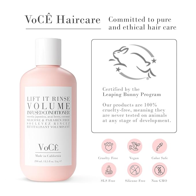 VoCÊ Natural Volume Conditioner for Fine to Medium Hair | Anti-Frizz, Shine Enhancing, Non-Toxic, Cruelty-Free, Vegan with Olive Fruit Oil, Swertia Japonica, Acai Berry, and Coconut (8.5 oz | 250 ml)