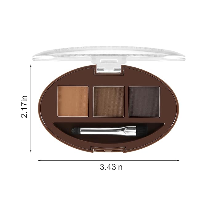Boobeen 3 Color Eyebrow Powder Palette, Waterproof Eyebrow Makeup, Brow Definer to Shape Perfect Brow,Professional Brow Filler Powder with Brush