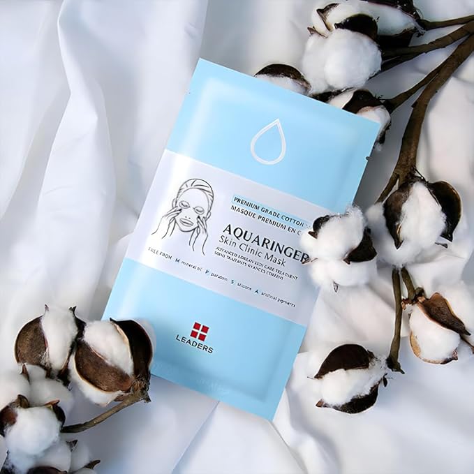 Leaders Insolution Aquaringer Skin Clinic Mask | Intense Hydration Treatment Mask with Swiss Glacial Water & Power Peptides | Moisturizing & Firming for Dry Skin, Fine Lines (10 Sheets)