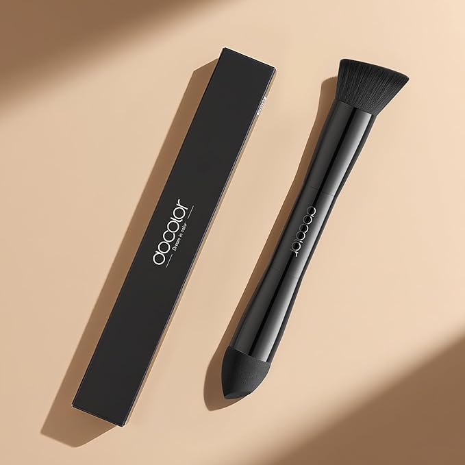 docolor Dual-Ended Hairline Powder Brush, Hair Contour Brush with Sponge Tip, Makeup Brush for Seamless Blending, for Hair Contouring, Root Touch-ups, and Beard Coverage Vegan & Cruelty-free