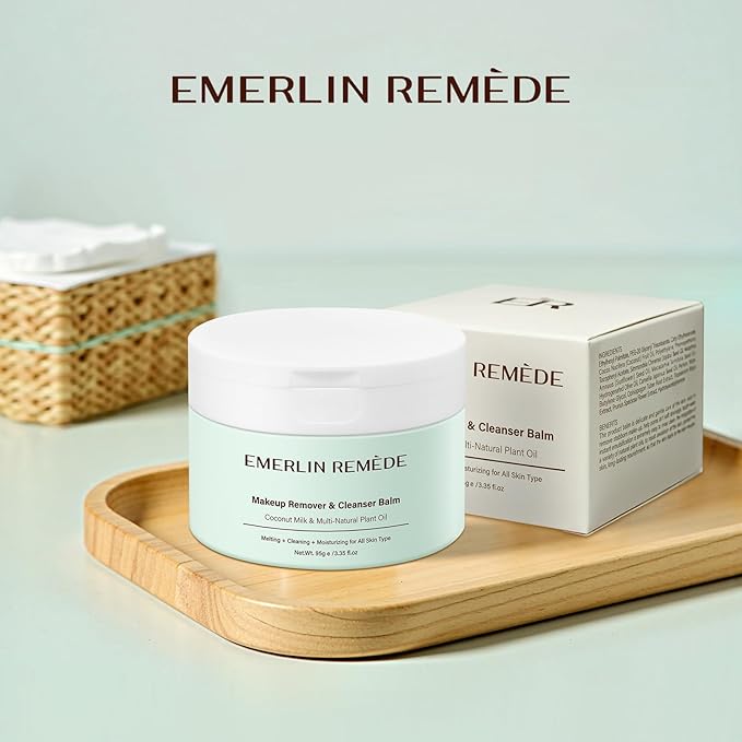 Makeup Remover & Cleanser Balm with Coconut Milk & Multi Natrual Plant Oil for Melting, Cleaning And Moisturizing For All Skin Type