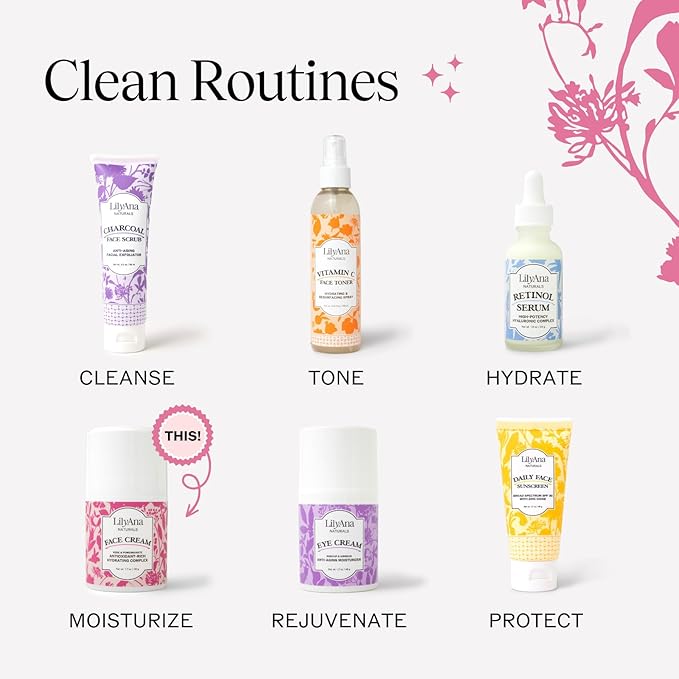 LilyAna Naturals Face and Neck Moisturizer for Women and Men - Moisturizer Face and Neck Cream for Dry Skin and Dark Spot Brightening - Rose and Pomegranate Extracts - 1.7oz (Pack of 2)