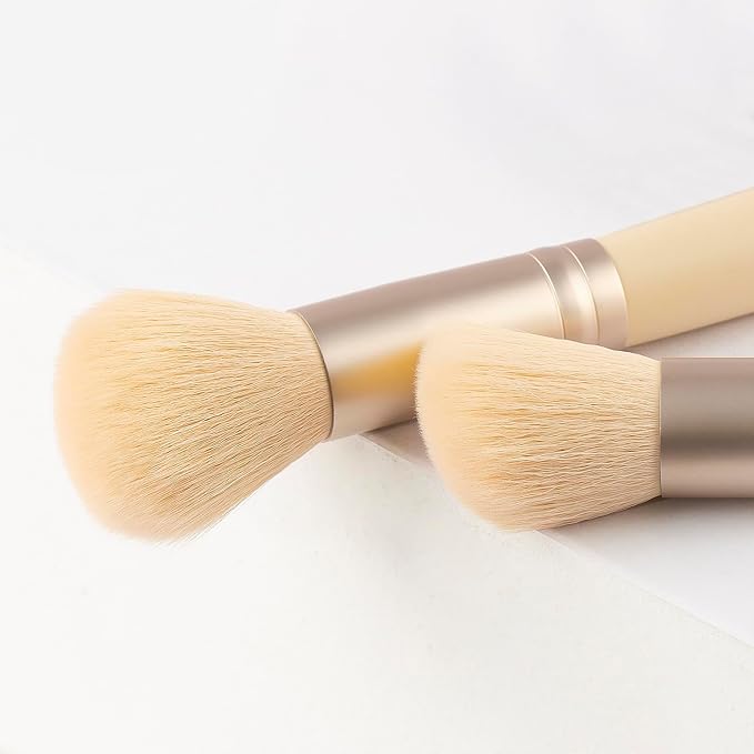 Real Perfection Makeup Brush Set 16 Pcs with 1 Eyebrow Razor Premium Synthetic Foundation Powder Concealers Eyeshadow Blush Makeup Brushes Make up Brushes Kit (Beige)