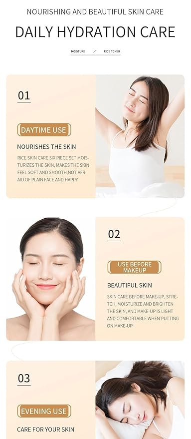 SKK Skin Care Set, 6 Piece Skin Care Set,Skin Care Gift Set for Women, Facial Care Set Includes Cleanser, Eye Cream, Facial Essence, Moisturizing Lotion, Face Cream, Toner. (Rice)