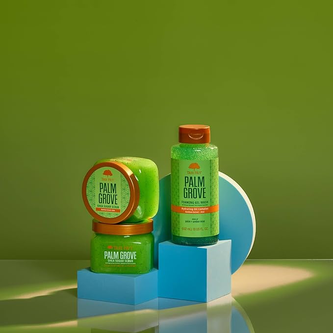 Tree Hut Palm Grove Shea Sugar Scrub, Exfoliating, Hydrating & Moisturizing Body Scrub with Shea Butter & Nourishing Essential Oils, Smooth & Soften Skin, 18 oz