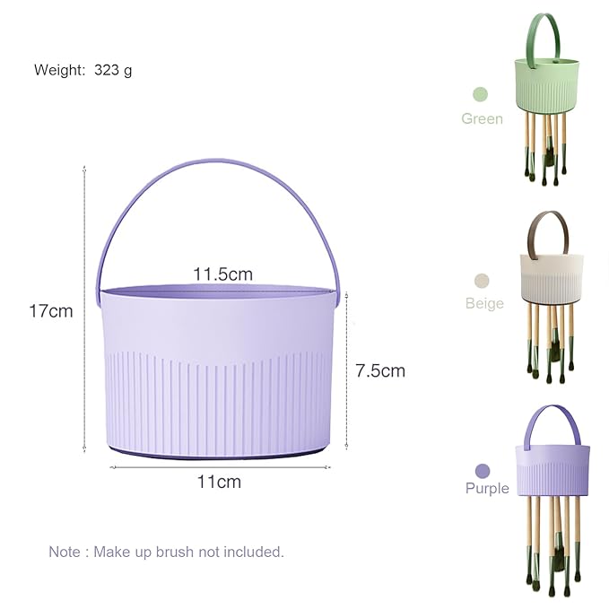 Makeup Brush Cleaner Mat 3 in 1 Silicone Makeup Brushes Cleaner Bowl with Brush Drying Holder Hanging Cosmetic Brush Cleaner Organizer for Storage & Air Dry, Green