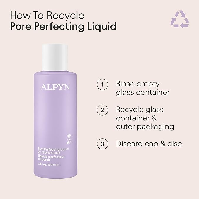 Alpyn Pore Perfecting Liquid Toner with 2% BHA & Borage | Liquid Exfoliator to Minimize Pores, Calm & Restore Skin's Natural pH | 4 oz / 120 ml