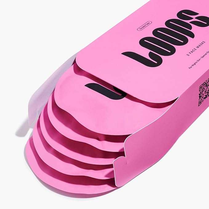 LOOPS DOUBLE TAKE - Glow Hydrogel Korean Face Mask - Calms & Soothes Skin’s Surface - Helps Refine Pores Glowing and Luminous - For All Skin Types - 5 pc