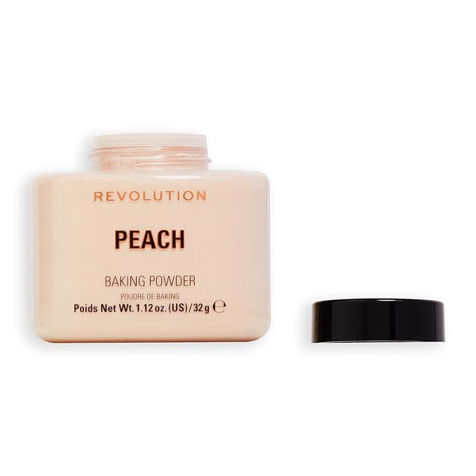 Revolution Beauty London, Loose Baking Powder, Makeup Setting Powder, Long-Lasting Coverage, Mattifies & Reduces Shine, Peach, 1.12 oz