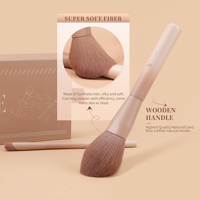 DUcare Makeup Brushes Set 12Pcs Coffee Series Makeup Brush set with Makeup Sponges Gifts Foundation Blending Face Powder Blush Eye Shadows Brushes
