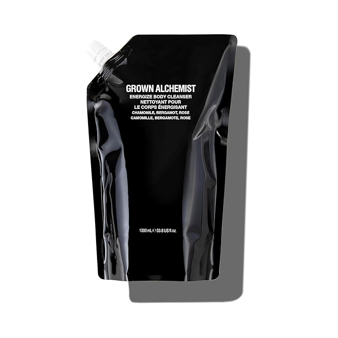 Grown Alchemist Energize Body Cleanser Refill Pouch. Chamomile, Bergamot & Rose Body Cleanser. Gentle Body Wash. Hydrates & Cleanses Skin, (1L).