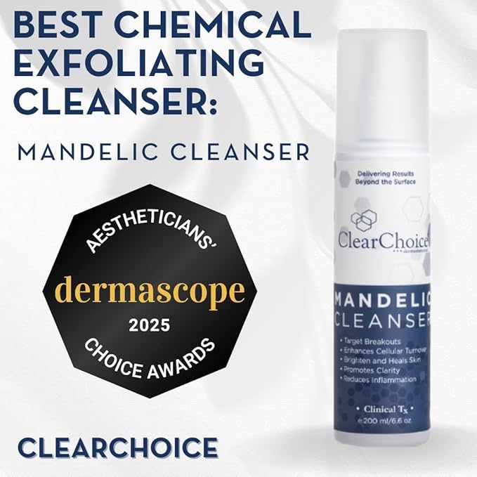Clear Choice Mandelic Acid Cleanser โ Gentle Exfoliating Cleanser with Enzymes & Turmeric โ Treats Acne, Fades Dark Spots, Refines Pores & Texture โ Hydrating Face Wash for All Skin Types