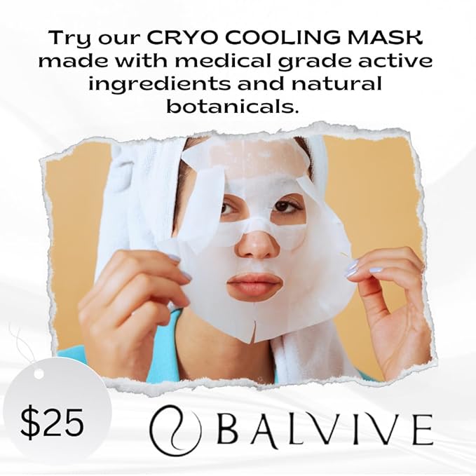 CRYO Cooling Face Mask with Hyaluronic Acid & Peptides - Reduces Appearance of Wrinkles - Anti-Aging Formula for Plump, Luminous, & Moisturized Skin- Hydrating & Firming Sheet Mask