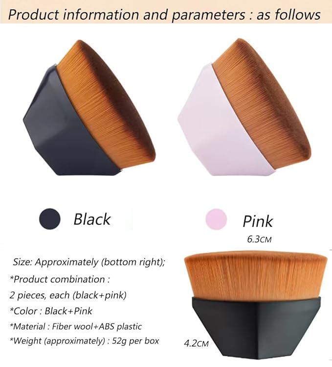 Makeup Brush 2PC, Flawless Foundation Make-Up Brush, Flat Top High-Density Makeup Brush, Multi-Purpose Mixed Brush For Concealer, Cream, Face Cream, Powder, Etc