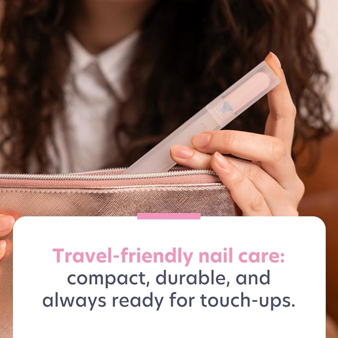 Bona Fide Beauty Czech Glass Nail File for Natural Nails (Peach) - Fine Grit (180/240) Crystal Fingernail File with Clear Case. Travel Friendly Nail Care