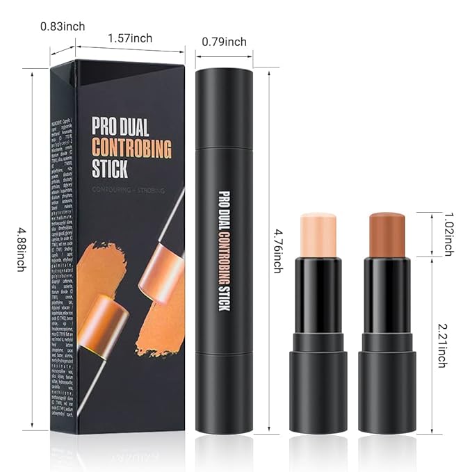 evpct 2In1 Cream Contour Stick Contouring Concealer Sticks Makeup Face Cream Kit for Beginners Creamy Contour and Highlight Stick contorno base de maquillaje para mujer en oferta Lotus & Light Brown