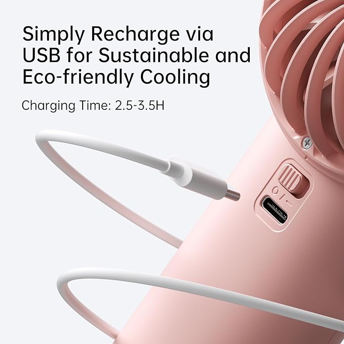 JISULIFE Handheld Fan Life4, 5000mAh Portable Rechargeable Fan, 5-Speed Turbo Wind, 15 Hrs Cooling, LED Display, Gifts for Men/Women, Essential for Travel,Beach,Vacation,Makeup,Concerts,Cruise-Pink