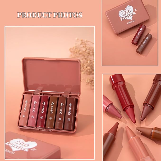 6 Colors Lip Liner and Lipstick Lip Combo Set,2 in 1 Gradient Matte Nude Red Velvet Lip Pencil,High Pigmented Long Lasting Natural Lipstick Crayon Lip Makeup Pack