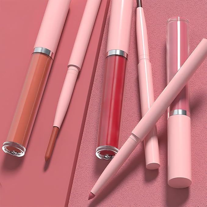 AMY'S DIARY 2pcs Matte Dark Red Lip Liner & Lipstick Makeup Set, Liquid Lipstick 24H and Lip Liner Set Matt Liquid Lips Make Up Waterproof Long Lasting (09#, 2 Pcs Set)