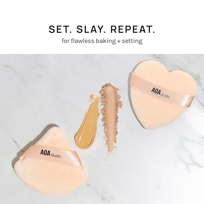 AOA Studio Velvet Puffs Makeup Puff Set of 6 Loose Powder Body Powder, Velour Makeup Blender Sponge Foundation Blending Sponges Set Beauty Makeup Tools(Black/Peach) (Small peach/Big peach/Heart peach)
