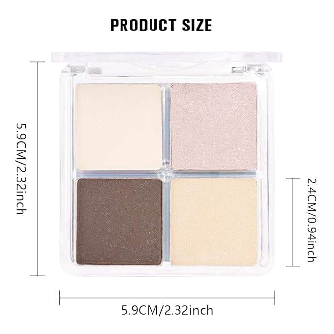 Kaely Powder Eyeshadow Quad, Natural Nude Shimmer Eyeshadow Palette Makeup, Neutral Eye Shadow Palette for Older Women Pigmented Waterproof, sombras para ojos, Blendable, Cruelty-free, 01