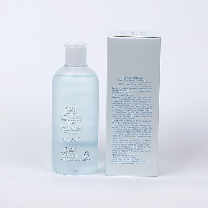 OxygenCeuticals Skin Balancing Toner – Hydrating & pH Balancing Facial Toner with Centella, Lavender & Freesia Extracts, Improves Skin Texture for Oily & Combination Skin 10 fl.oz (300ml)