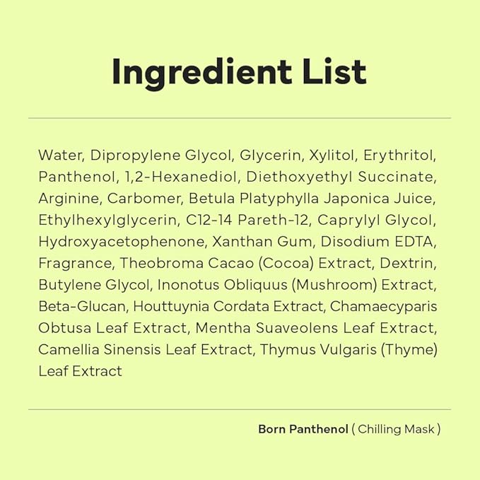 SAM'U Born Panthenol Chilling Mask – Korean Facial Sheet Mask with Birch Sap & Xylitol for Deep Hydration – Soothing & Cooling Face Mask, Vegan Korean Glass Skin Care Face Mask (5 Sheets)