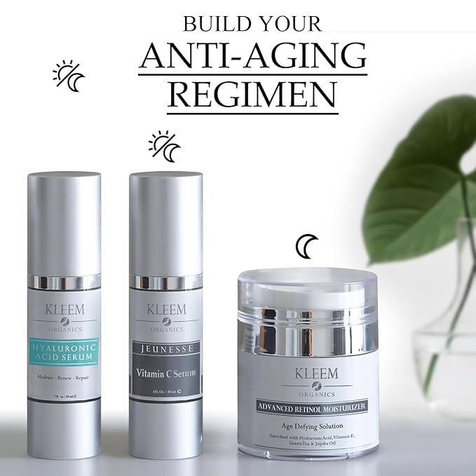 Pure Hyaluronic Acid Serum for Face with Vitamin C, Vitamin E and Green Tea, Plant-Powered Anti-Aging Hydrating Serum, Best for Firming, Repairing, Moisturizing, Plumping Fine Lines, 1 fl oz